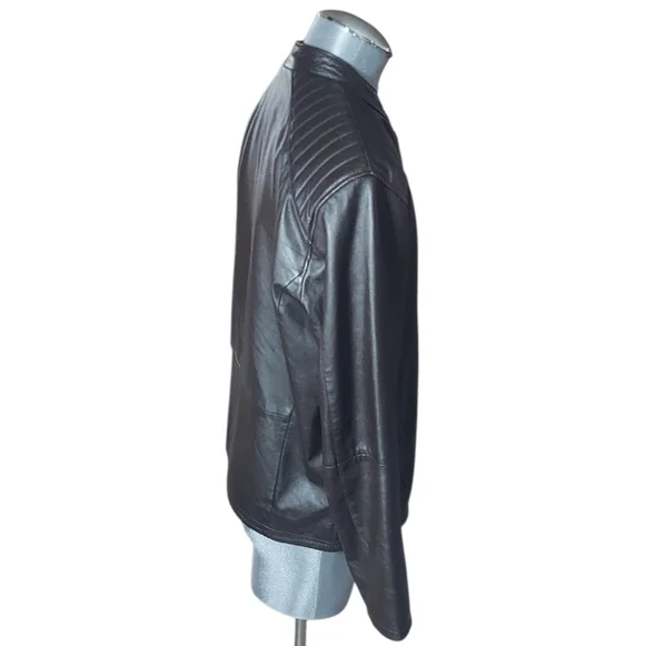 John Varvatos Lambskin | Leather Motorcycle | Ribbed Bomber Jacket | Cognac - Picture 3 of 10